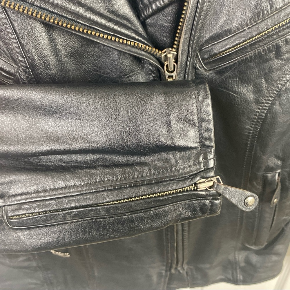 Harley Davidson Leather Jacket Women XS ZIP Out Liner Riding Black Off Center 50 - Picture 4 of 10